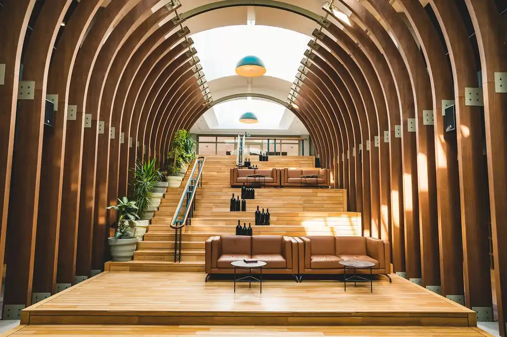 Modern interior design with natural wood elements