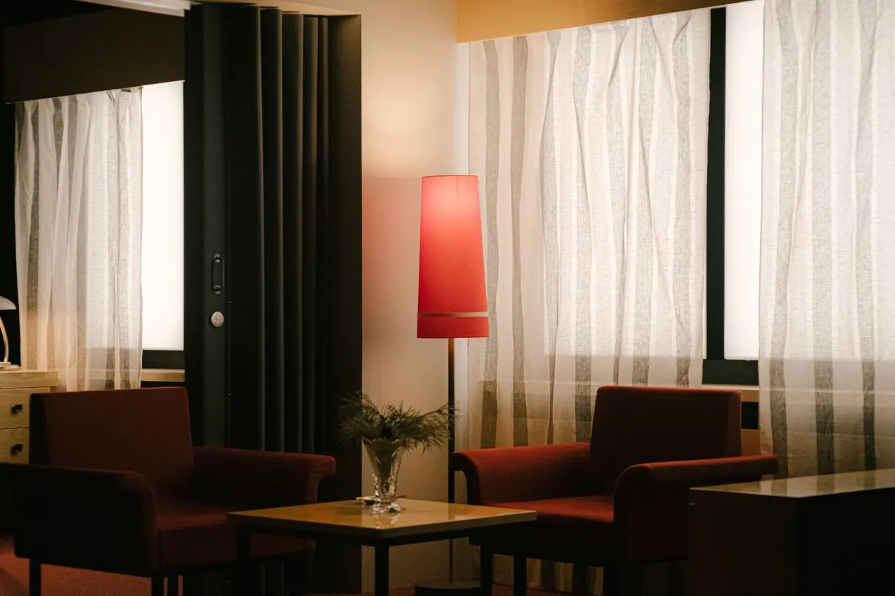Elegant interior of the Casino Lounge with art deco lighting