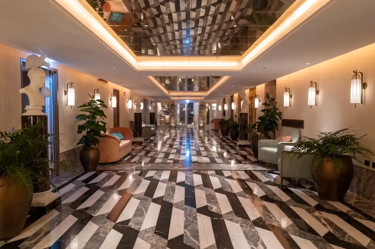 Sophisticated marble lobby architecture