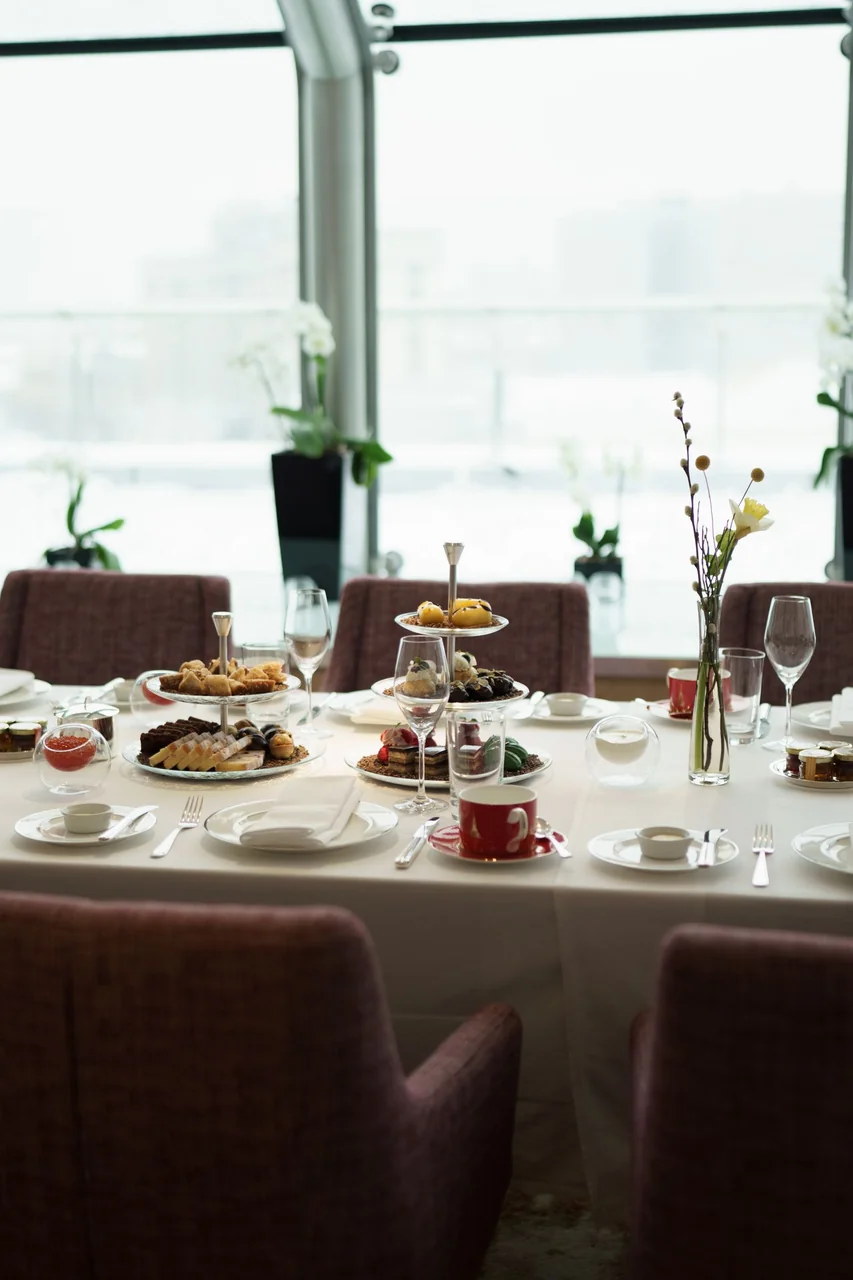 Elegant fine dining interior at Delquarian Royal Stay