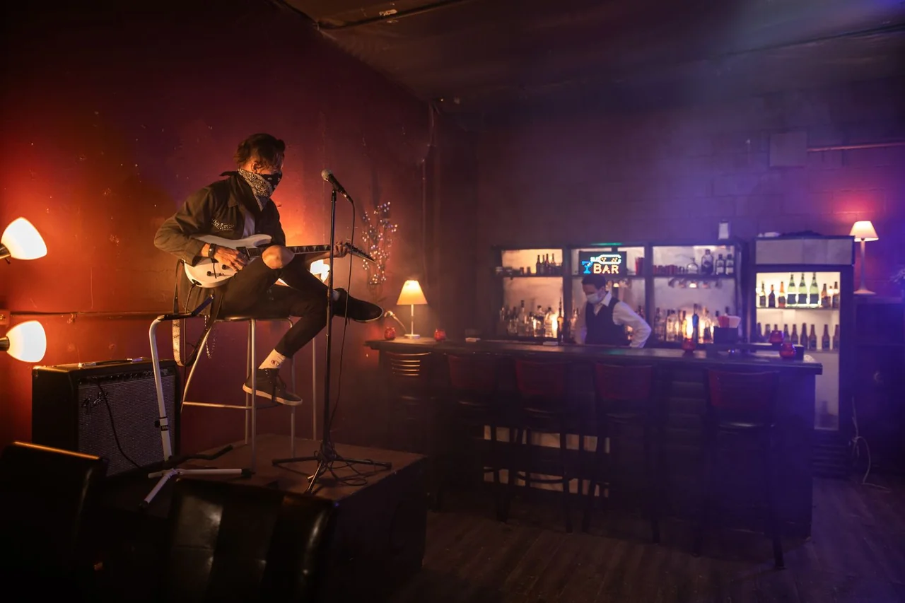 Acoustic guitarist performing