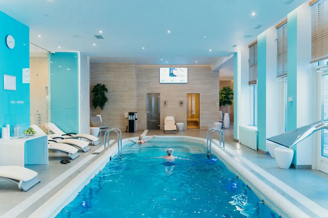 Luxurious indoor heated pool at Delquarian Royal Stay